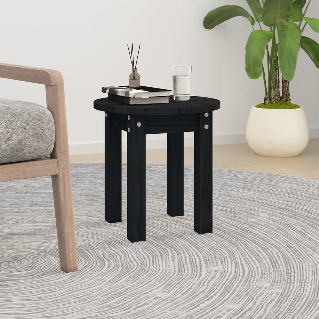 JUNG Vida Couchtisch Schwarz Ø 35x35 cm Massivholz Kiefer