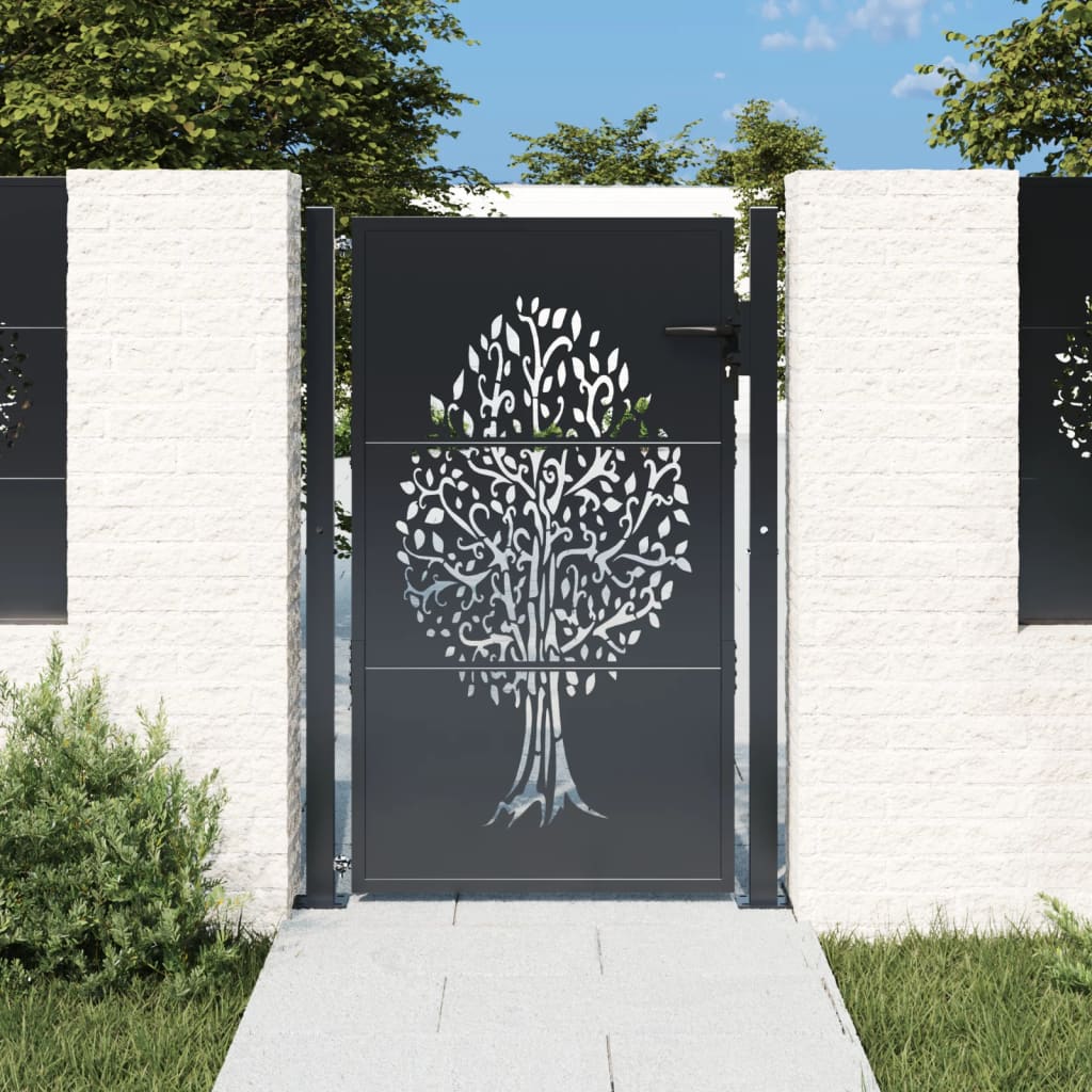 JUNG Vida Gartentor Anthrazit 100x125 cm Stahl Baum-Design