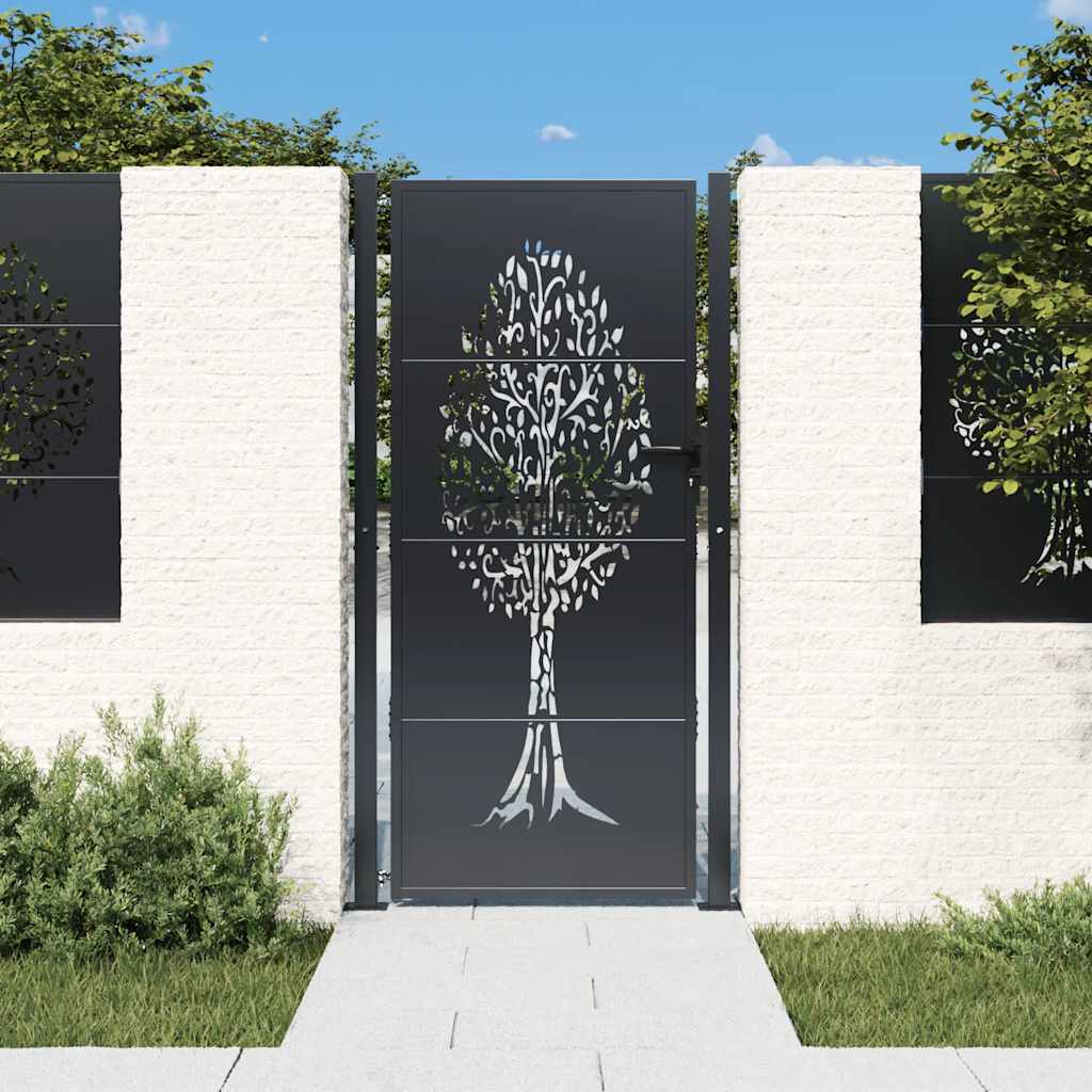 JUNG Vida Gartentor Anthrazit 100x175 cm Stahl Baum-Design