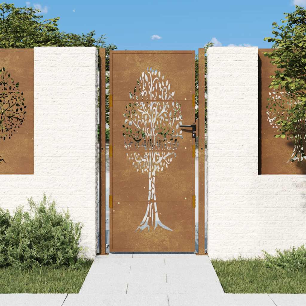 JUNG Vida Gartentor 100x175 cm Cortenstahl Baumdesign