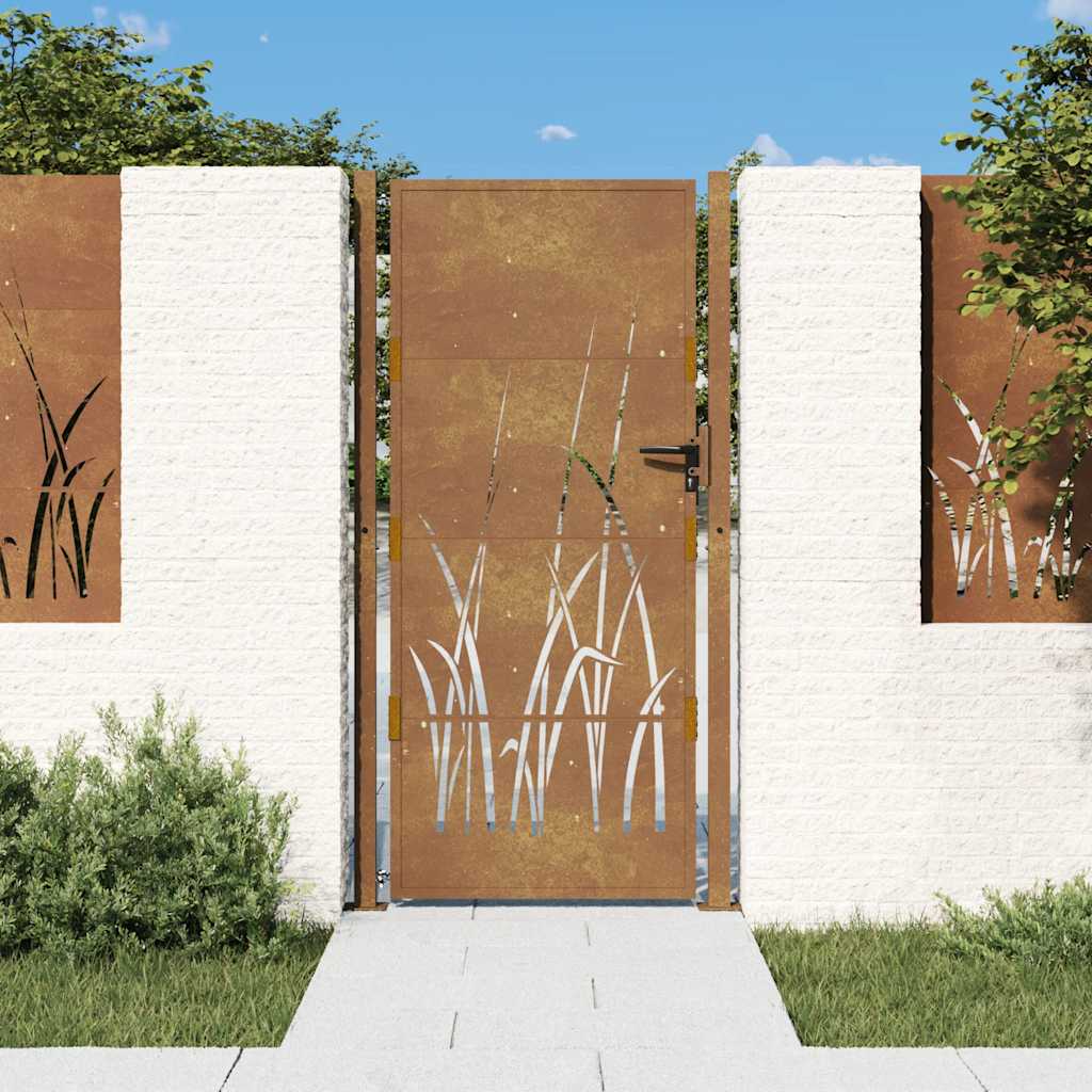 JUNG Vida Gartentor 100x175 cm Cortenstahl Gras-Design