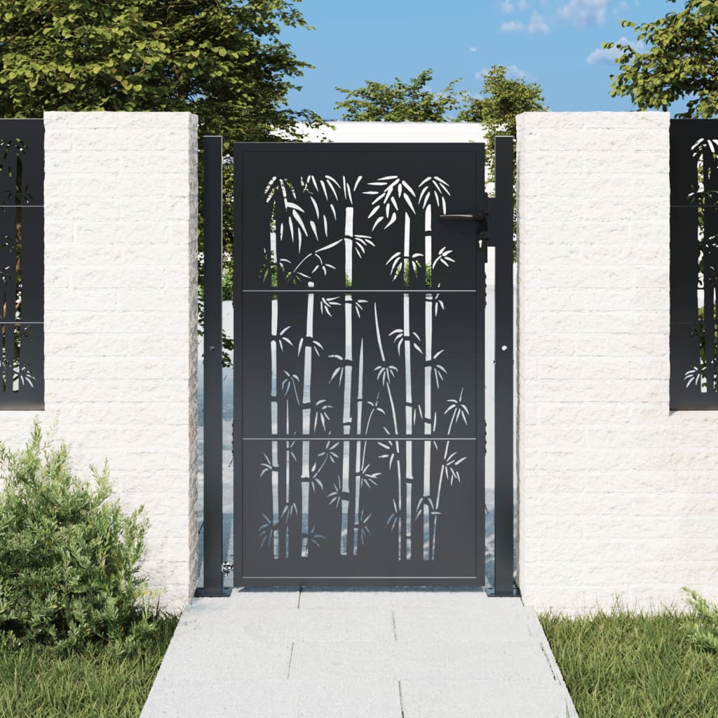 JUNG Vida Gartentor Anthrazit 100x125 cm Stahl Bambus-Design