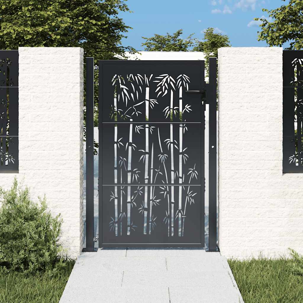 JUNG Vida Gartentor Anthrazit 100x150 cm Stahl Bambus-Design