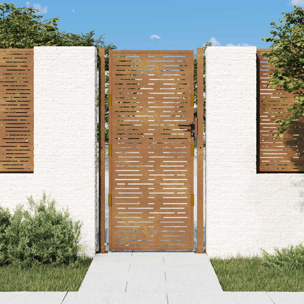 JUNG Vida Gartentor 100x175 cm Cortenstahl Quadratisches Design