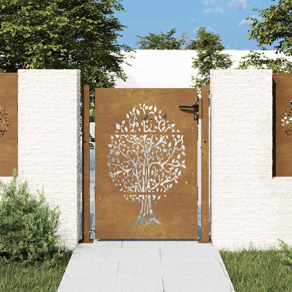 JUNG Vida Gartentor 100x125 cm Cortenstahl Baumdesign
