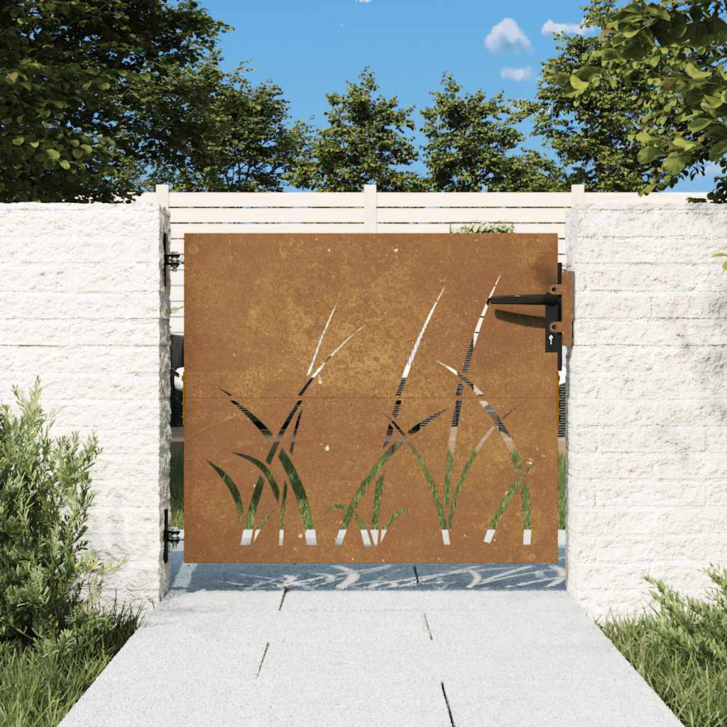 JUNG Vida Gartentor 85x75 cm Cortenstahl Gras-Design