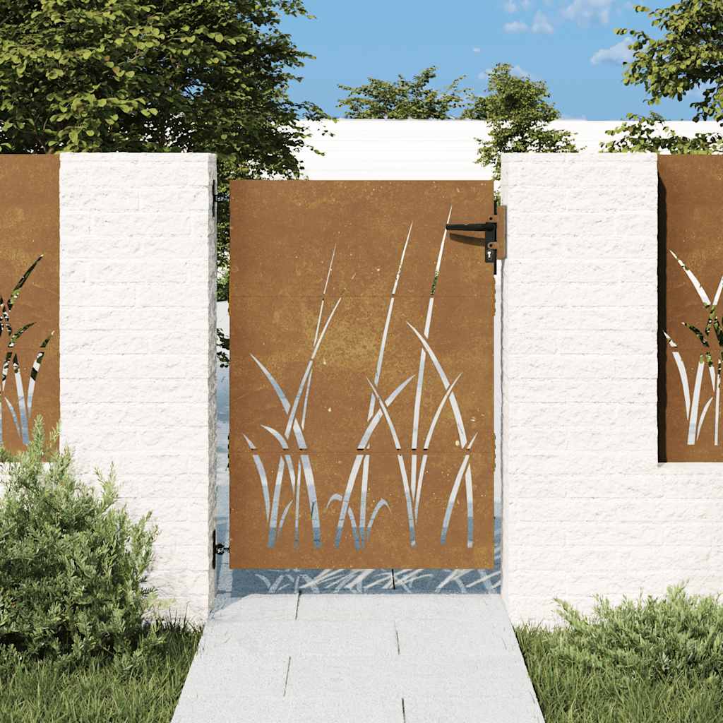 JUNG Vida Gartentor 85x125 cm Cortenstahl Gras-Design