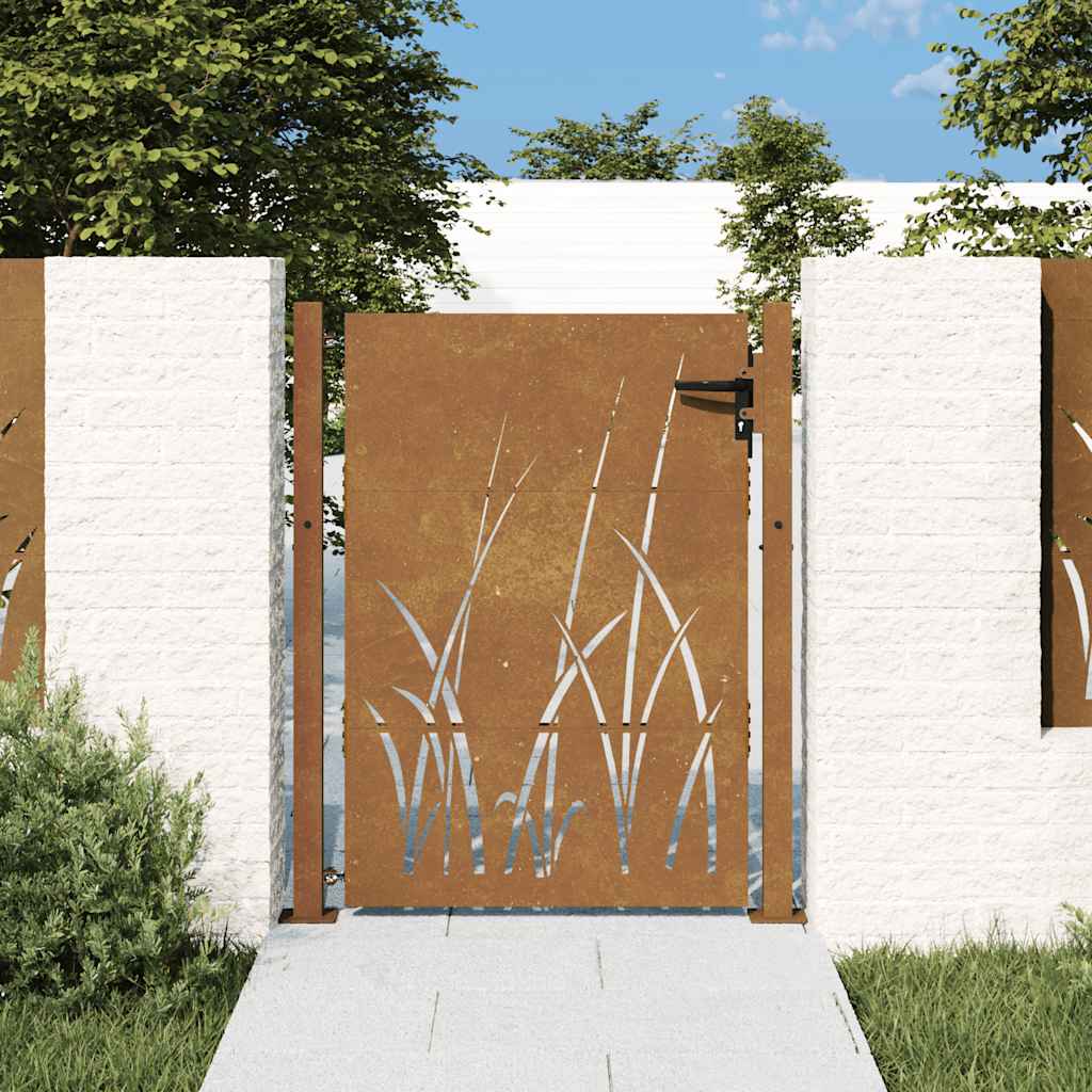 JUNG Vida Gartentor 100x150 cm Cortenstahl Gras-Design