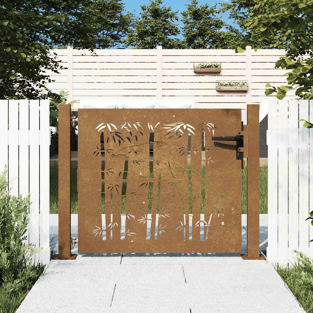 JUNG Vida Gartentor 100x100 cm Cortenstahl Bambus-Design