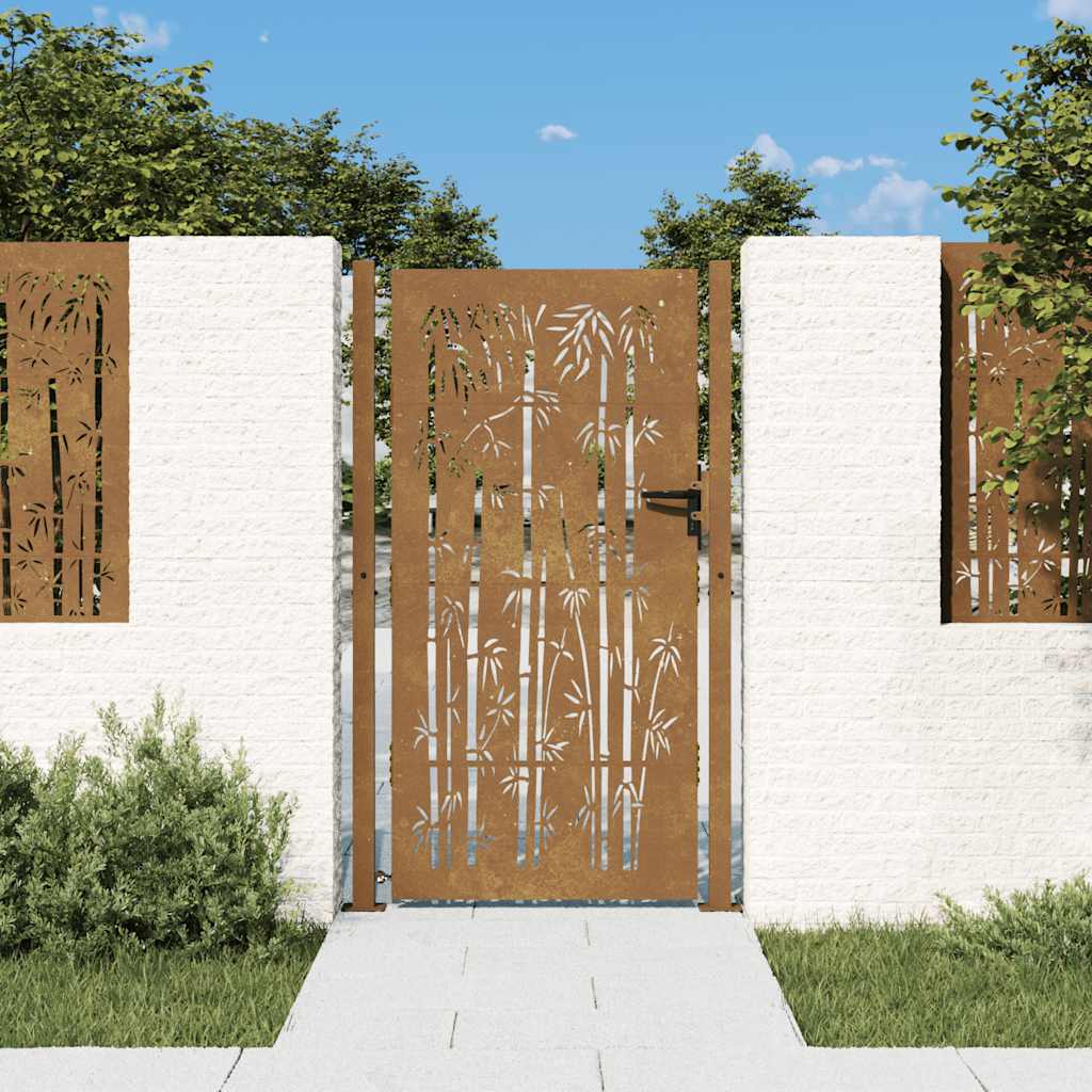 JUNG Vida Gartentor 100x200 cm Cortenstahl Bambus-Design