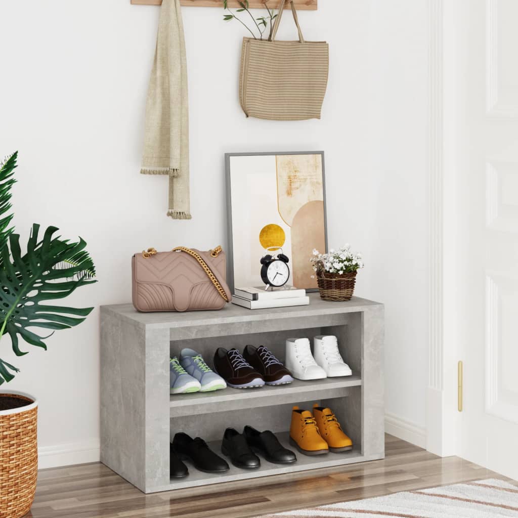 JUNG Vida Schuhregal Betongrau 75x35x45 cm Holzwerkstoff