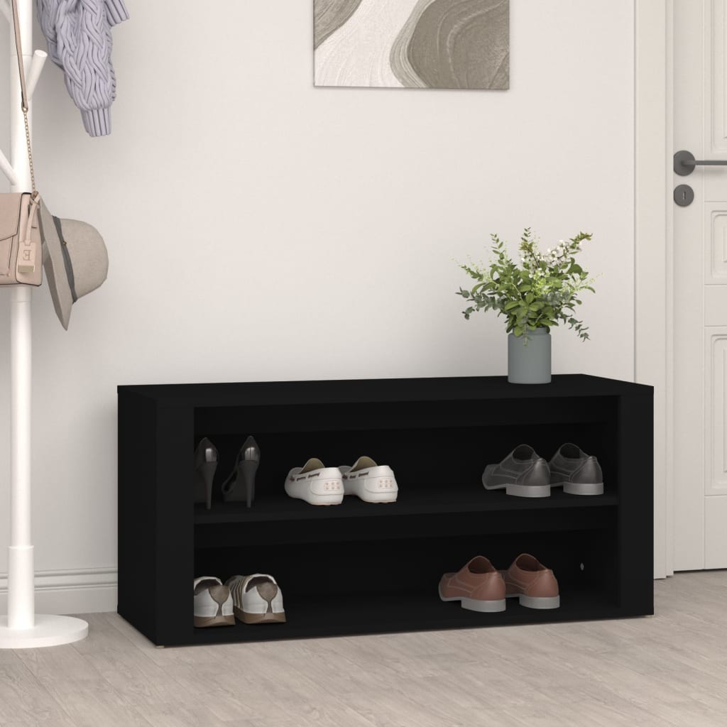 JUNG Vida Schuhregal Schwarz 100x35x45 cm Holzwerkstoff