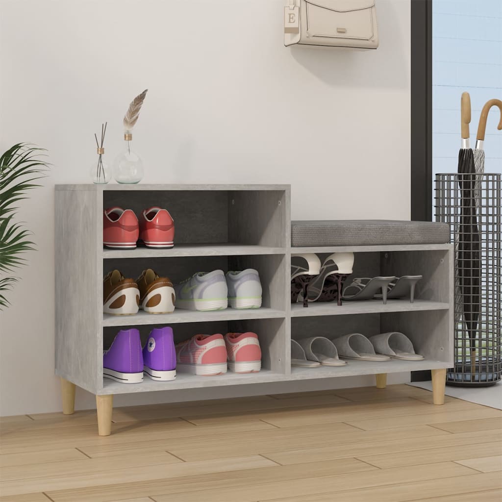 JUNG Vida Schuhregal Betongrau 102x36x60 cm Holzwerkstoff