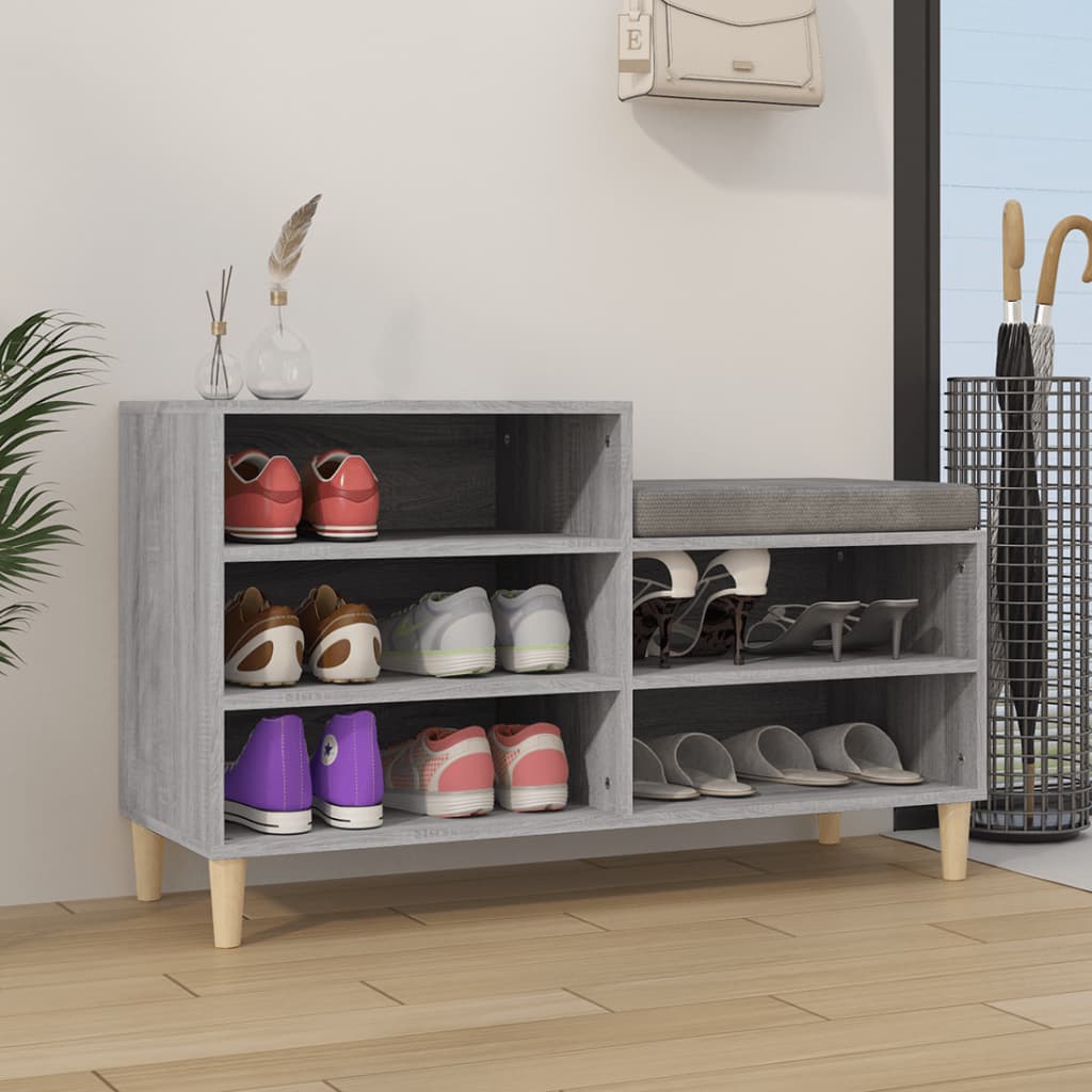 JUNG Vida Schuhregal Grau Sonoma 102x36x60 cm Holzwerkstoff