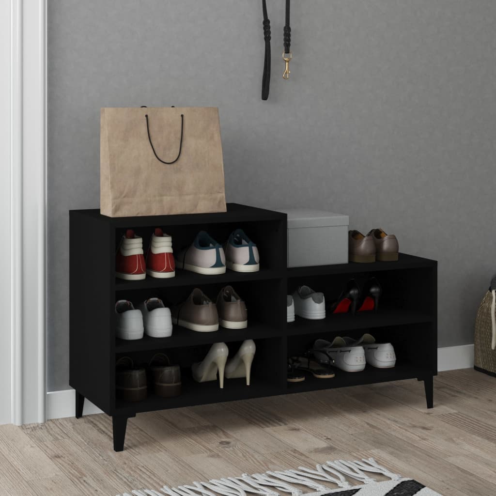 JUNG Vida Schuhregal Schwarz 102x36x60 cm Holzwerkstoff