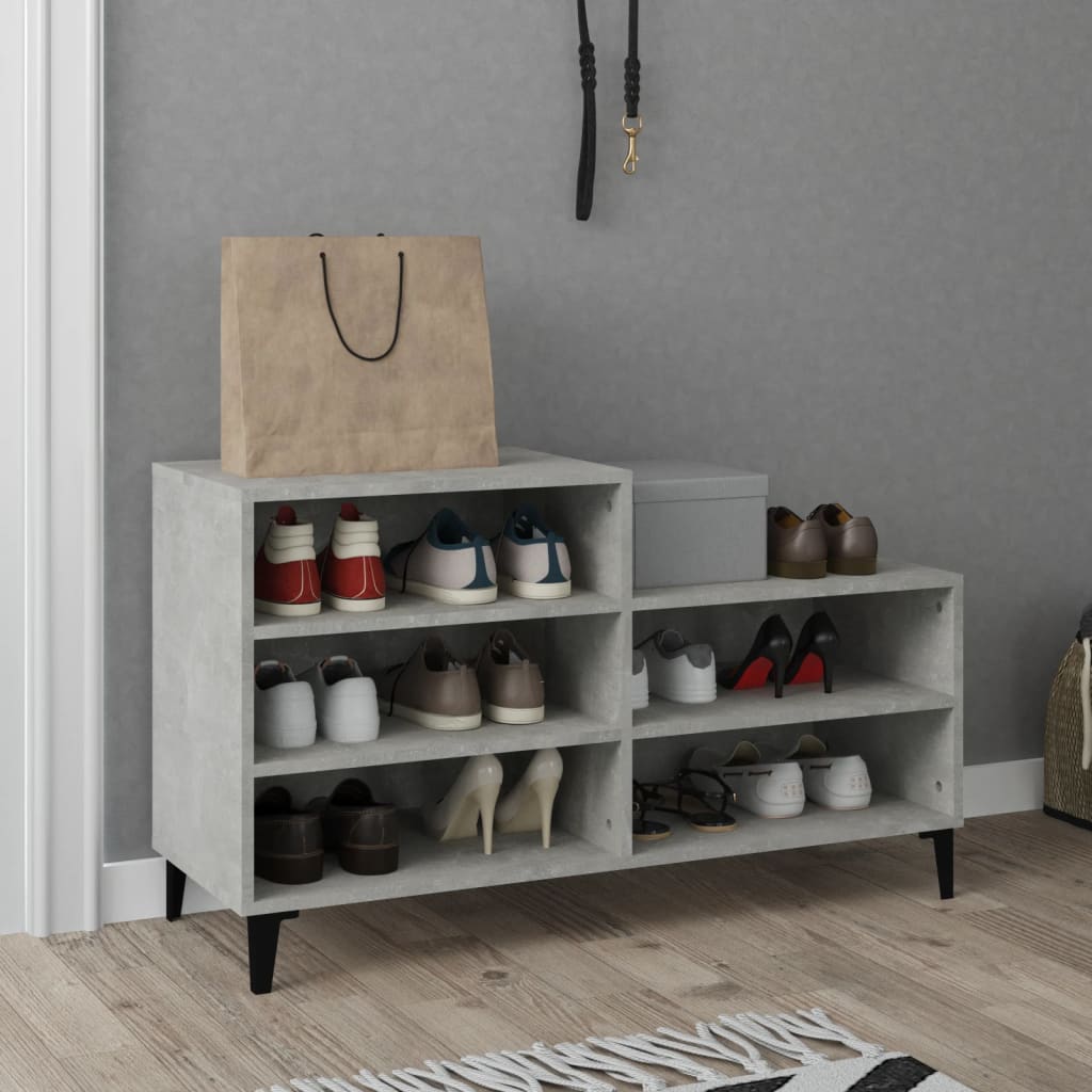 JUNG Vida Schuhregal Betongrau 102x36x60 cm Holzwerkstoff
