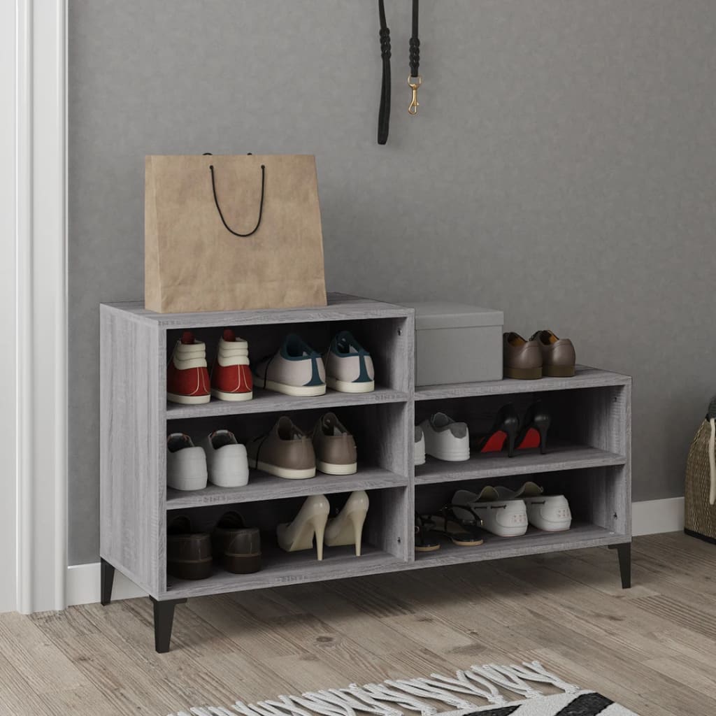JUNG Vida Schuhregal Grau Sonoma 102x36x60 cm Holzwerkstoff