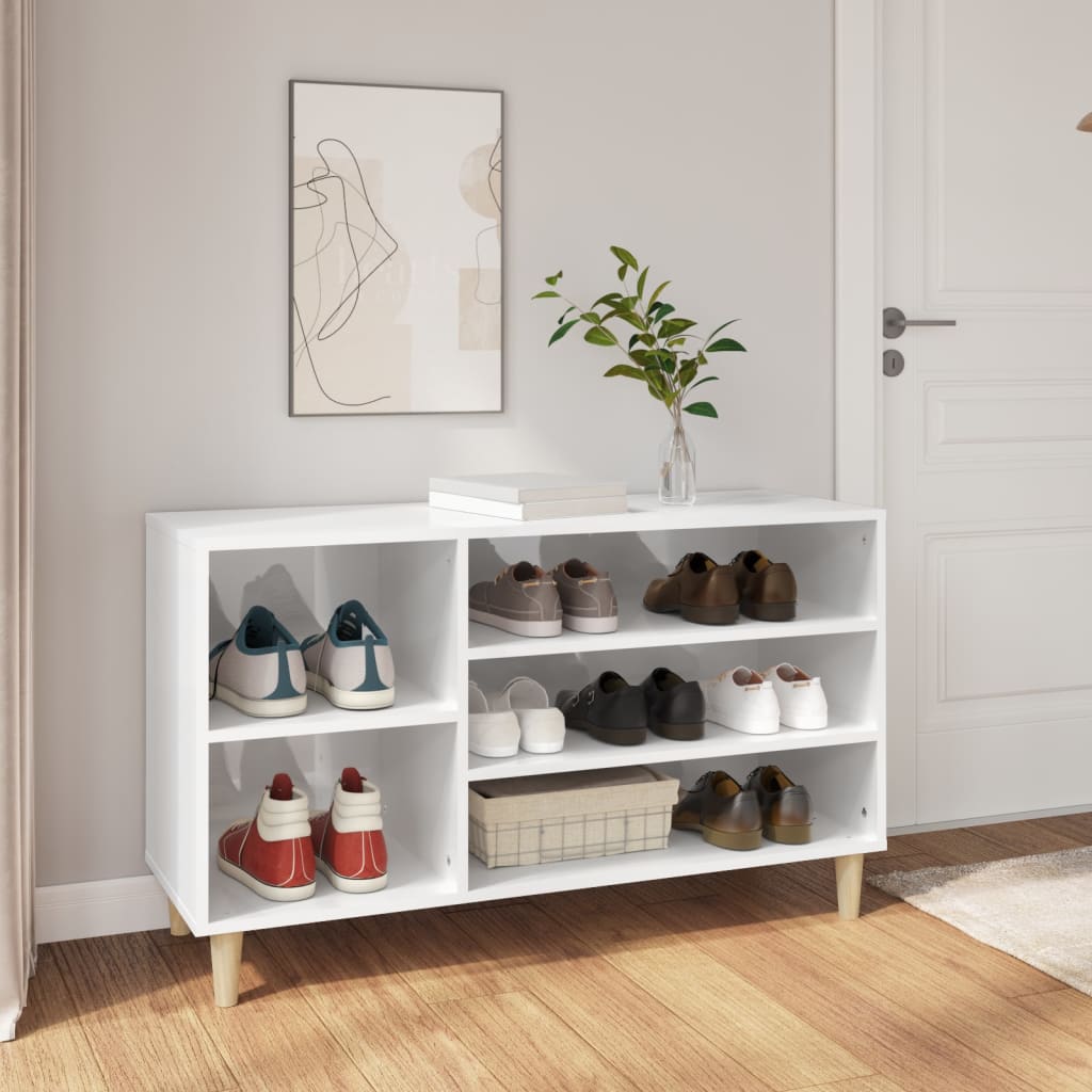 JUNG Vida Schuhregal Hochglanz-Weiß 102x36x60 cm Holzwerkstoff