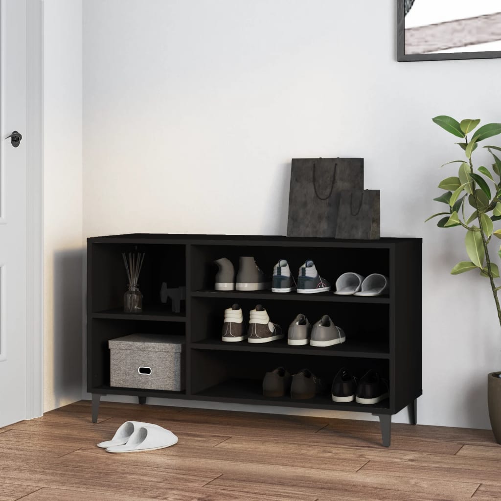 JUNG Vida Schuhregal Schwarz 102x36x60 cm Holzwerkstoff