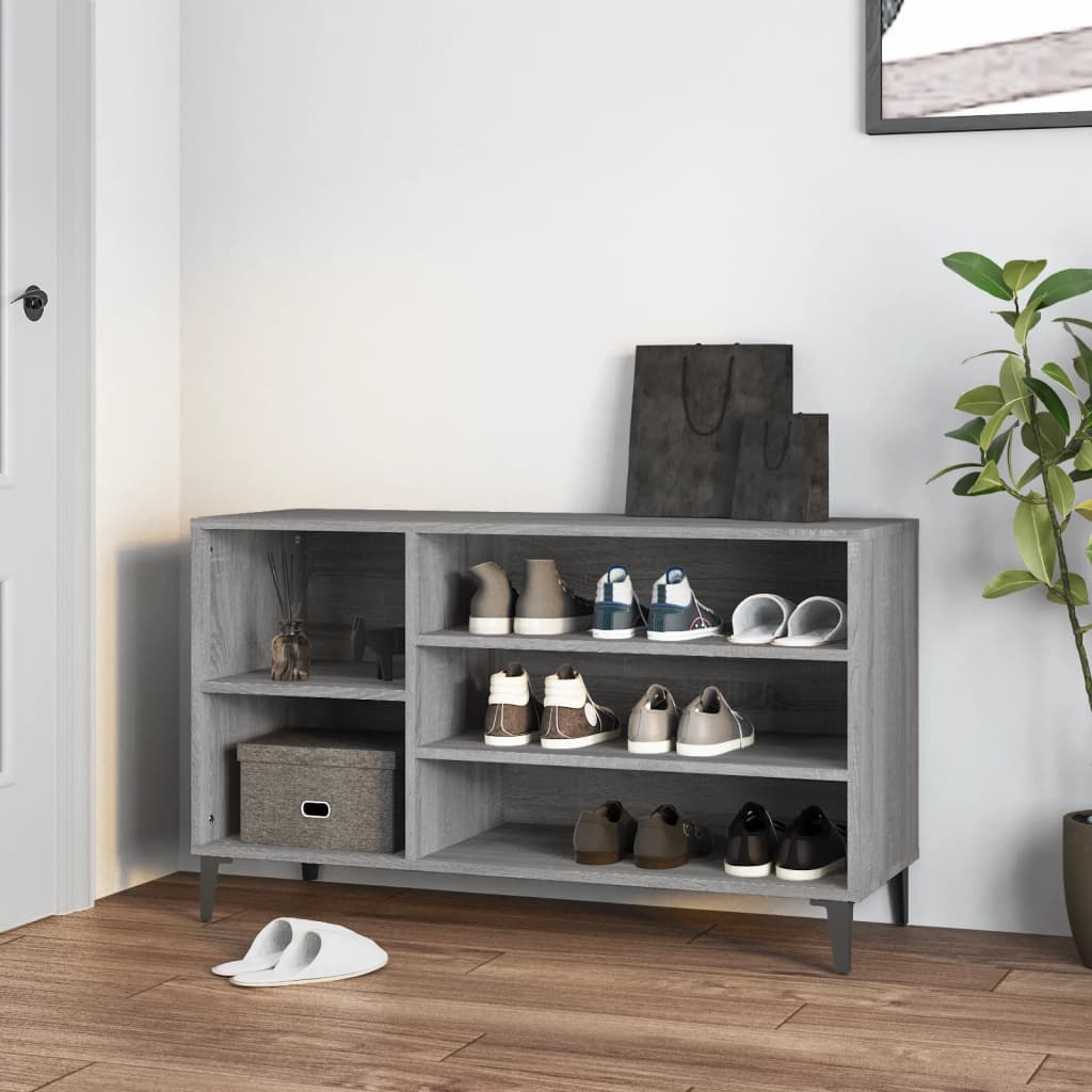 JUNG Vida Schuhregal Grau Sonoma 102x36x60 cm Holzwerkstoff