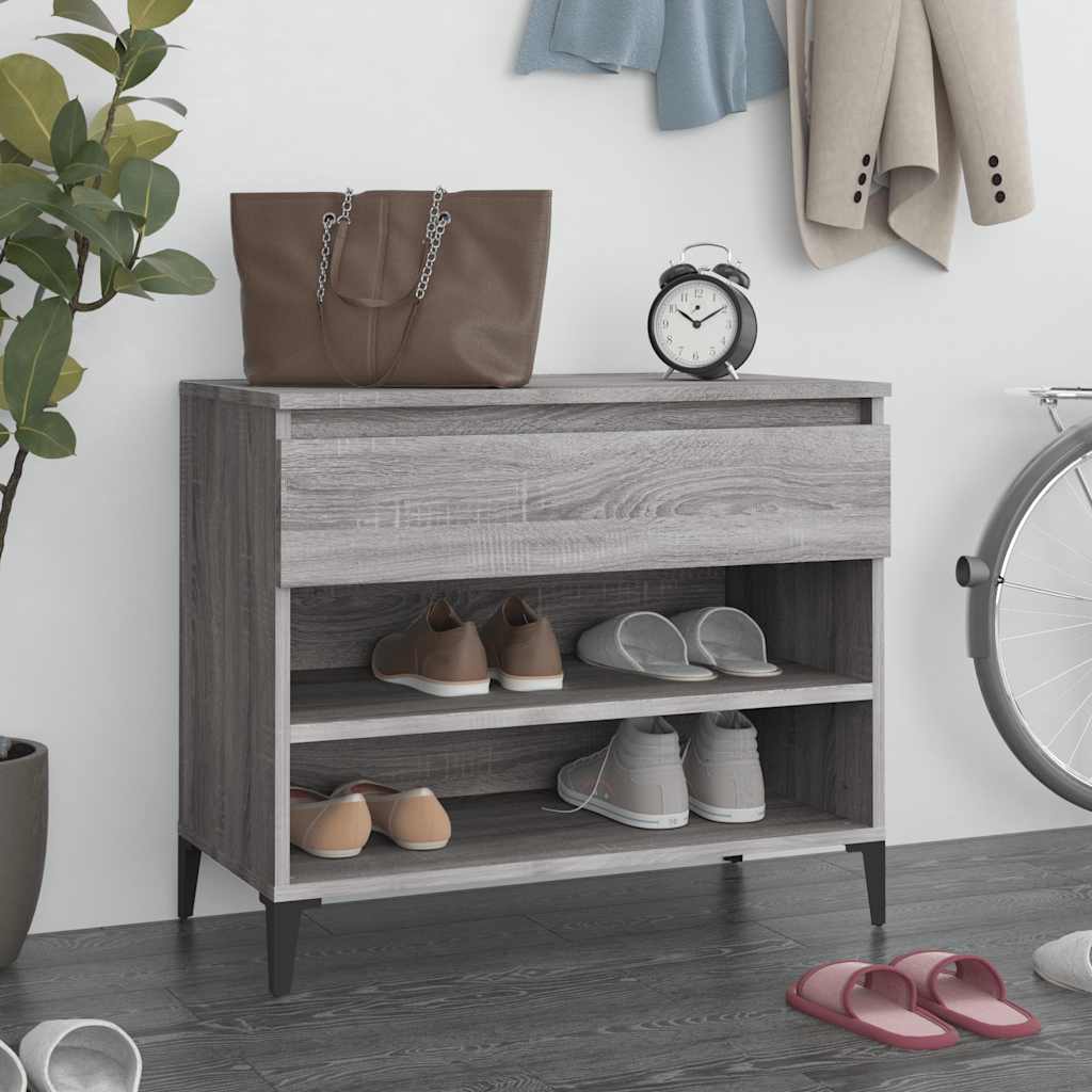 JUNG Vida Schuhregal Grau Sonoma 70x36x60 cm Holzwerkstoff