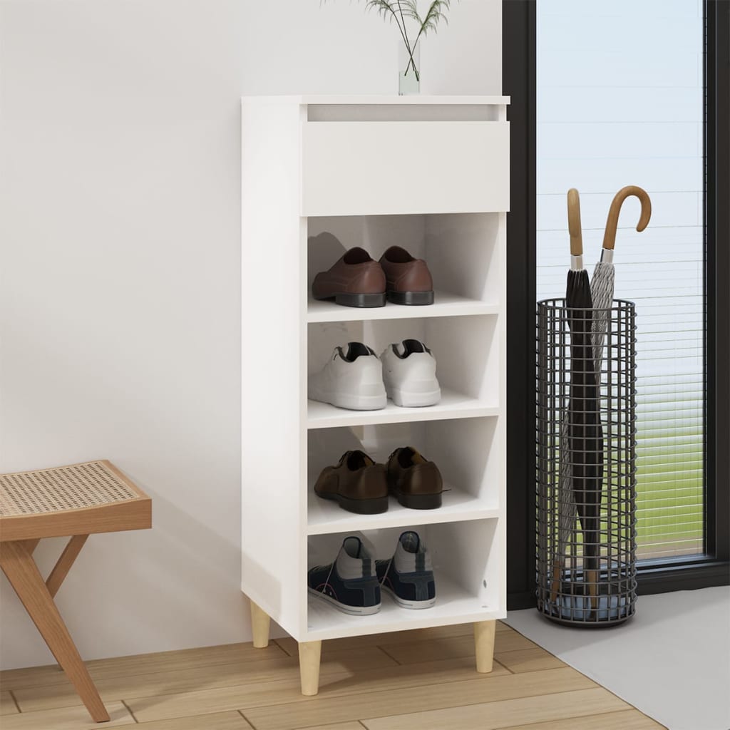 JUNG Vida Schuhschrank Hochglanz-Weiß 40x36x105 cm Holzwerkstoff