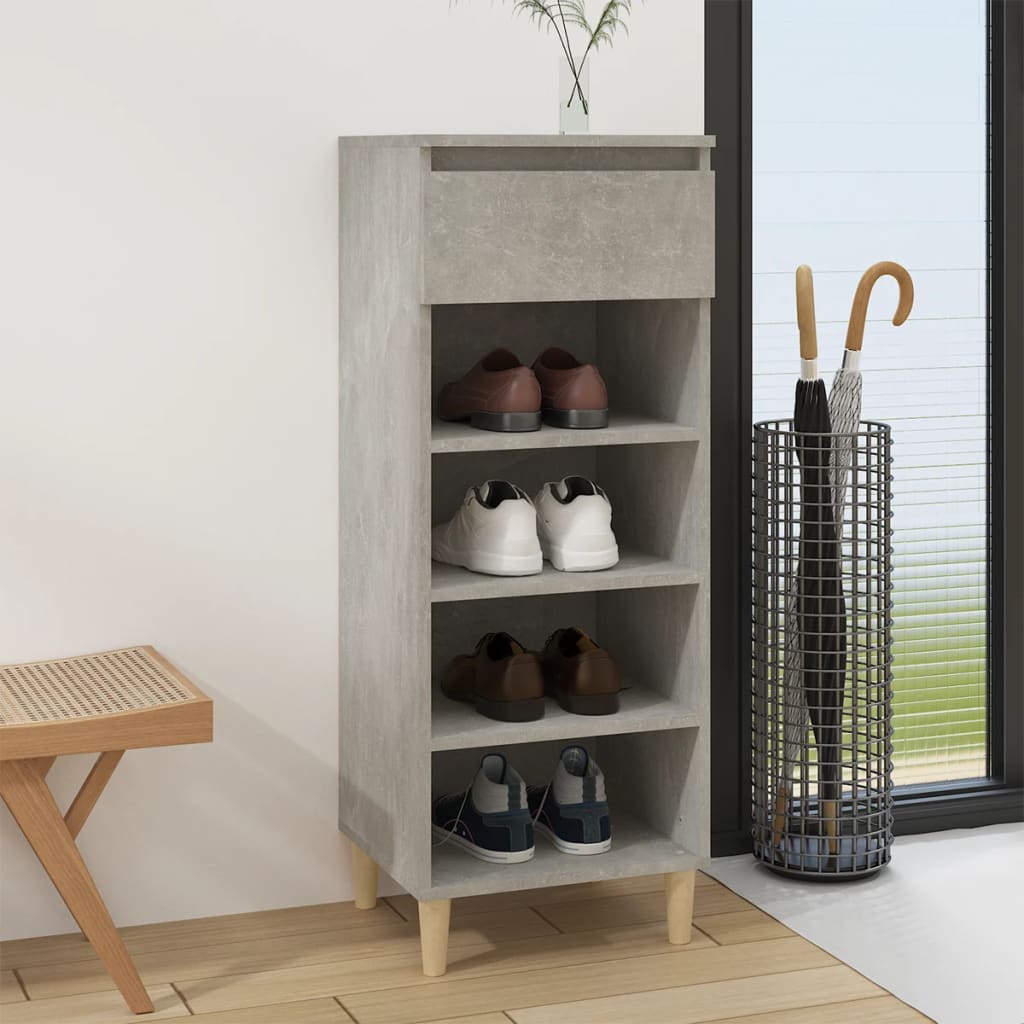 JUNG Vida Schuhschrank Betongrau 40x36x105 cm Holzwerkstoff