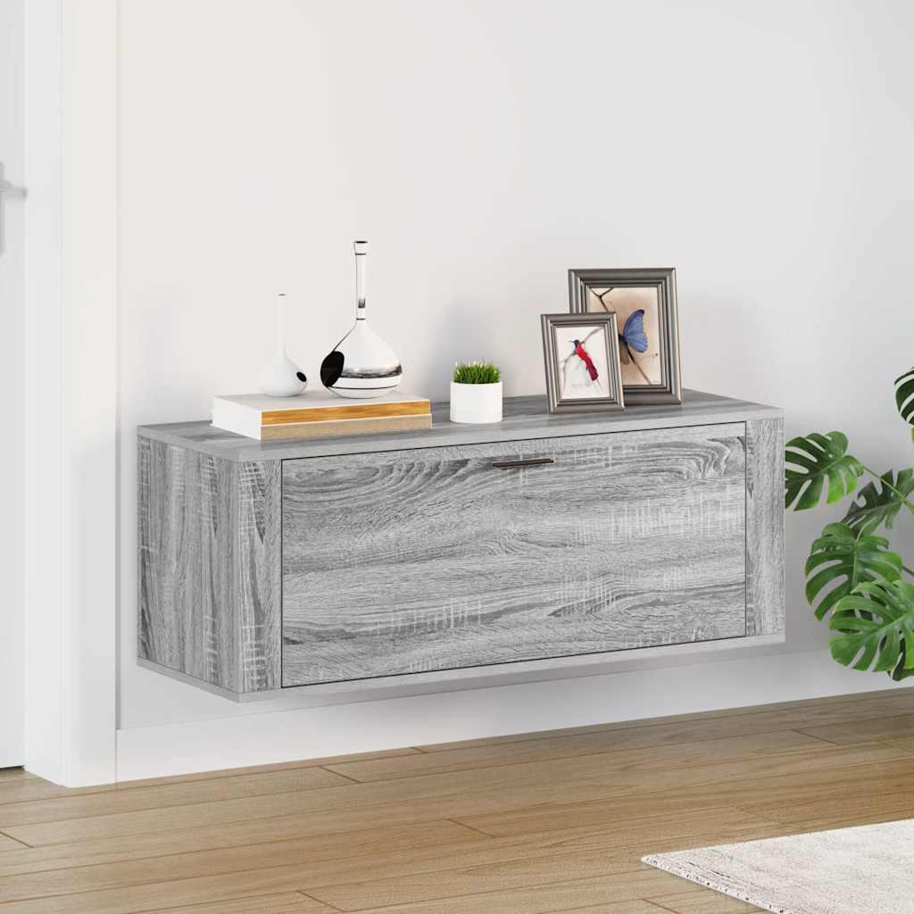 JUNG Vida Wand-Schuhschrank Grau Sonoma 100x35x38 cm Holzwerkstoff