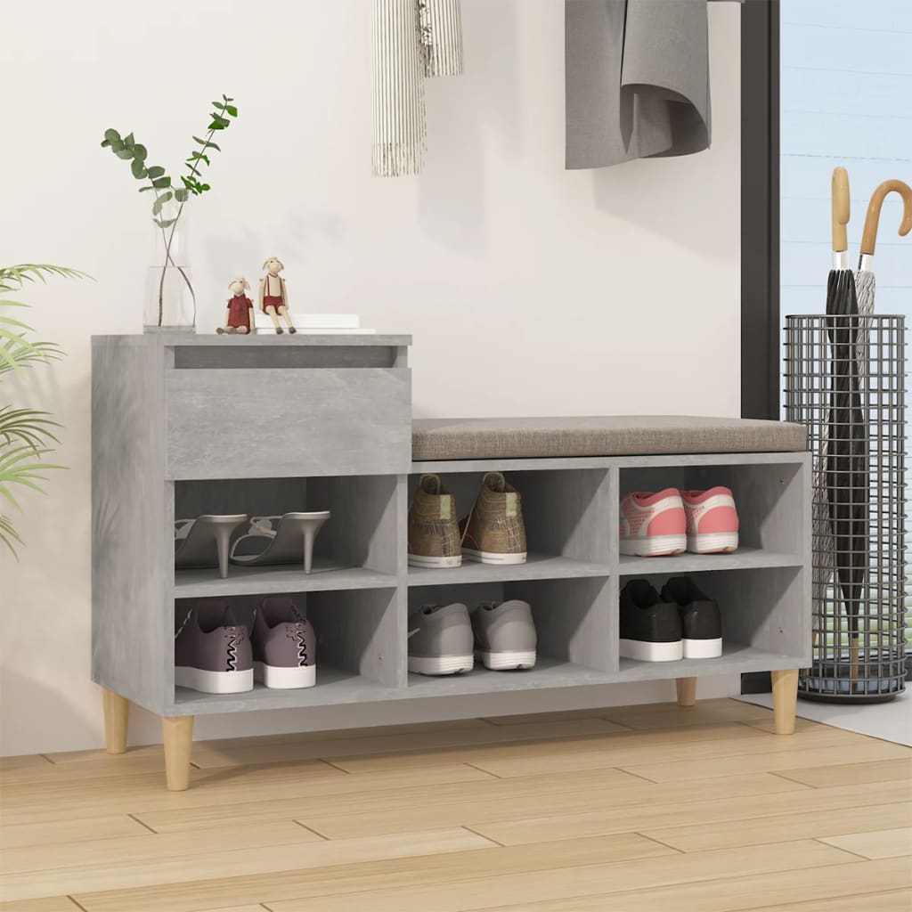 JUNG Vida Schuhregal Betongrau 102x36x60 cm Holzwerkstoff