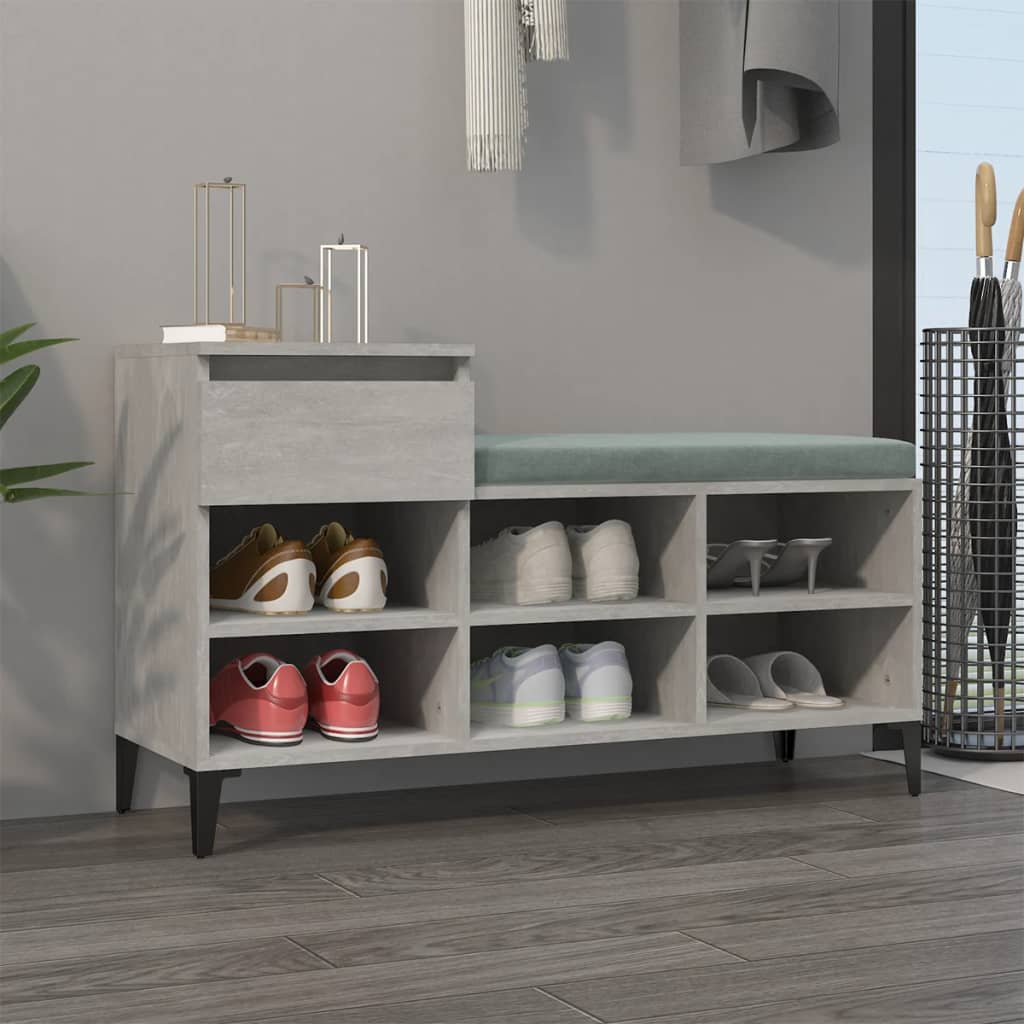 JUNG Vida Schuhregal Betongrau 102x36x60 cm Holzwerkstoff