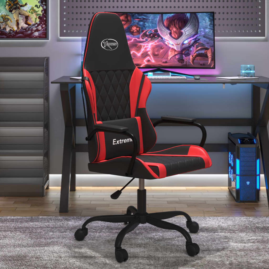 JUNG Vida Gaming-Stuhl Schwarz und Rot Kunstleder