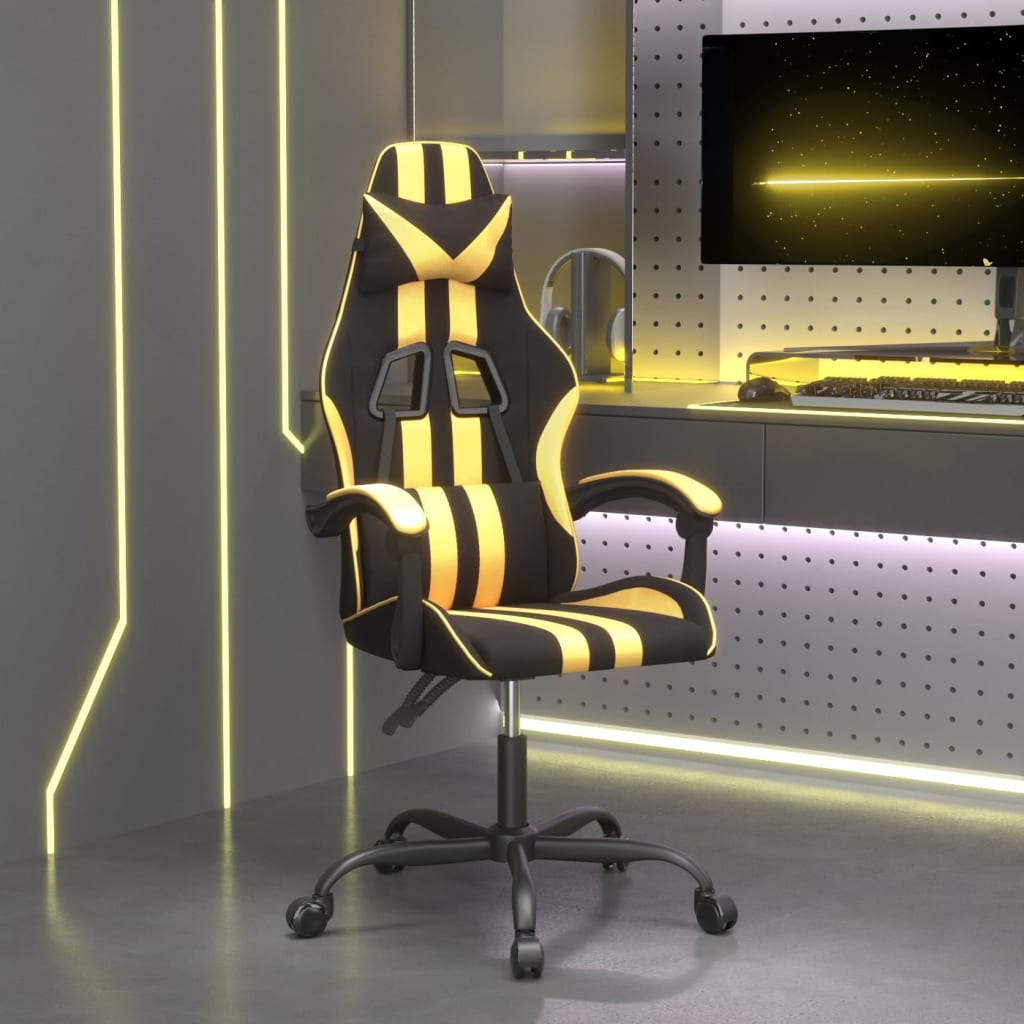 JUNG Vida Gaming-Stuhl Schwarz und Golden Kunstleder