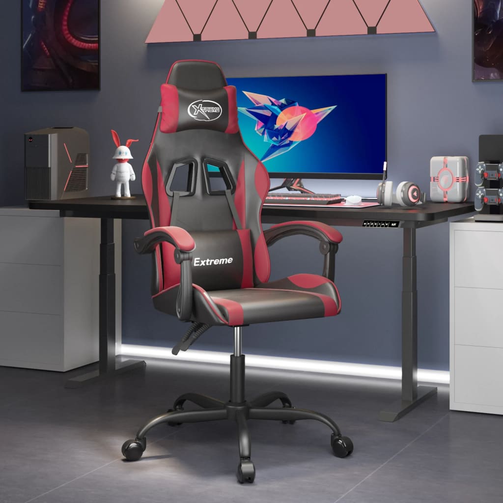 JUNG Vida Gaming-Stuhl Schwarz und Weinrot Kunstleder