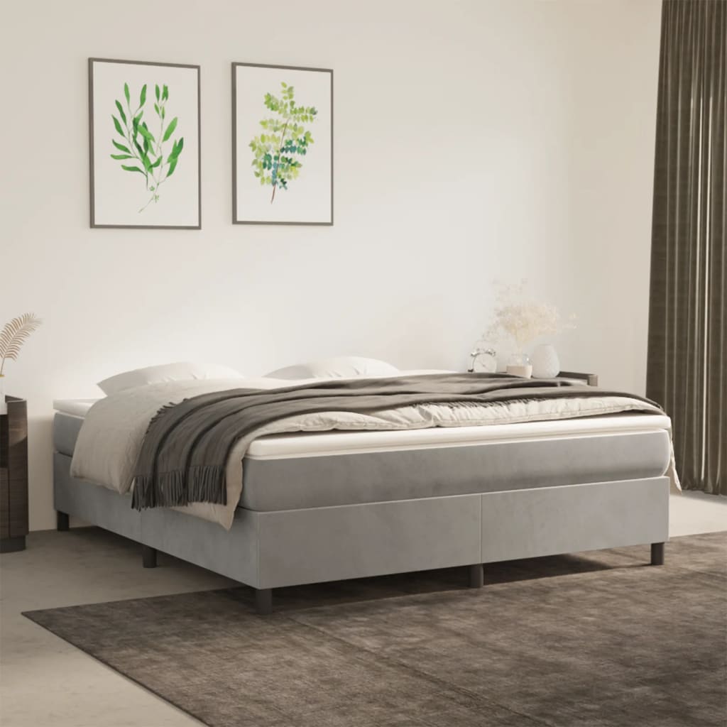 JUNG Vida Boxspringbettgestell Hellgrau 180x200 cm Samt