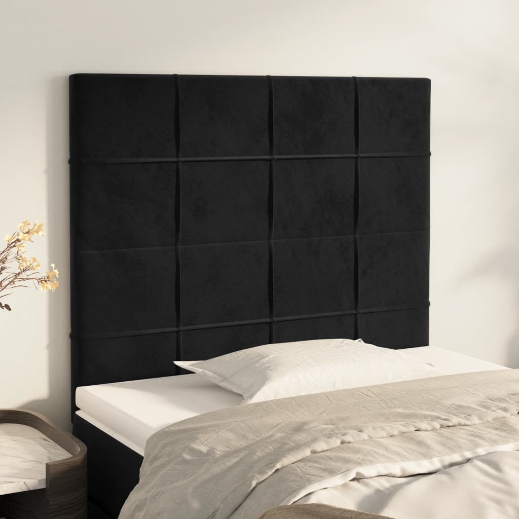 JUNG Vida Kopfteil Schwarz 90x5x118/128 cm Samt