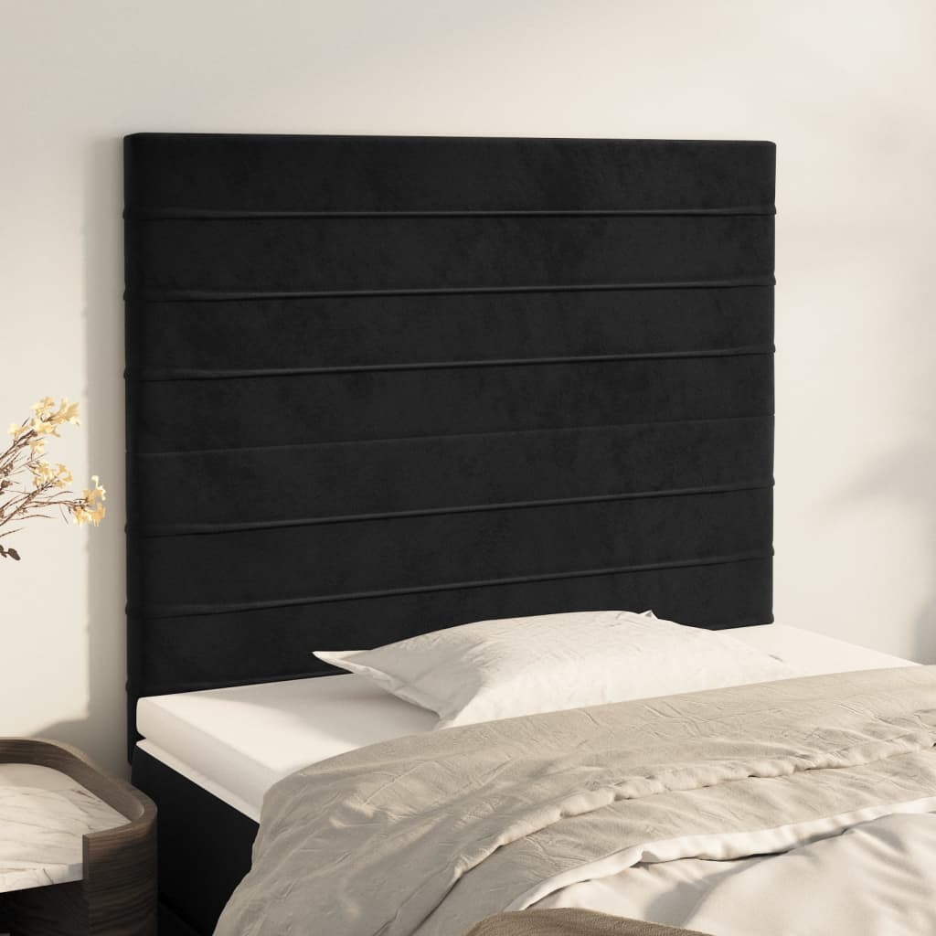 JUNG Vida Kopfteil Schwarz 80x5x118/128 cm Samt