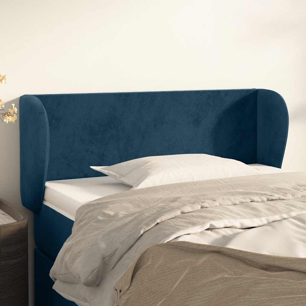 JUNG Vida Kopfteil mit Ohren Dunkelblau 93x23x78/88 cm Samt