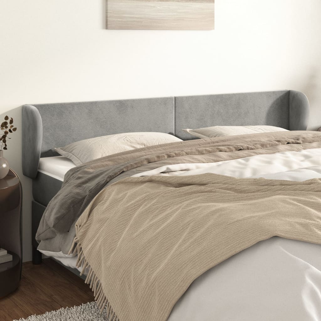 JUNG Vida Kopfteil mit Ohren Hellgrau 183x23x78/88 cm Samt