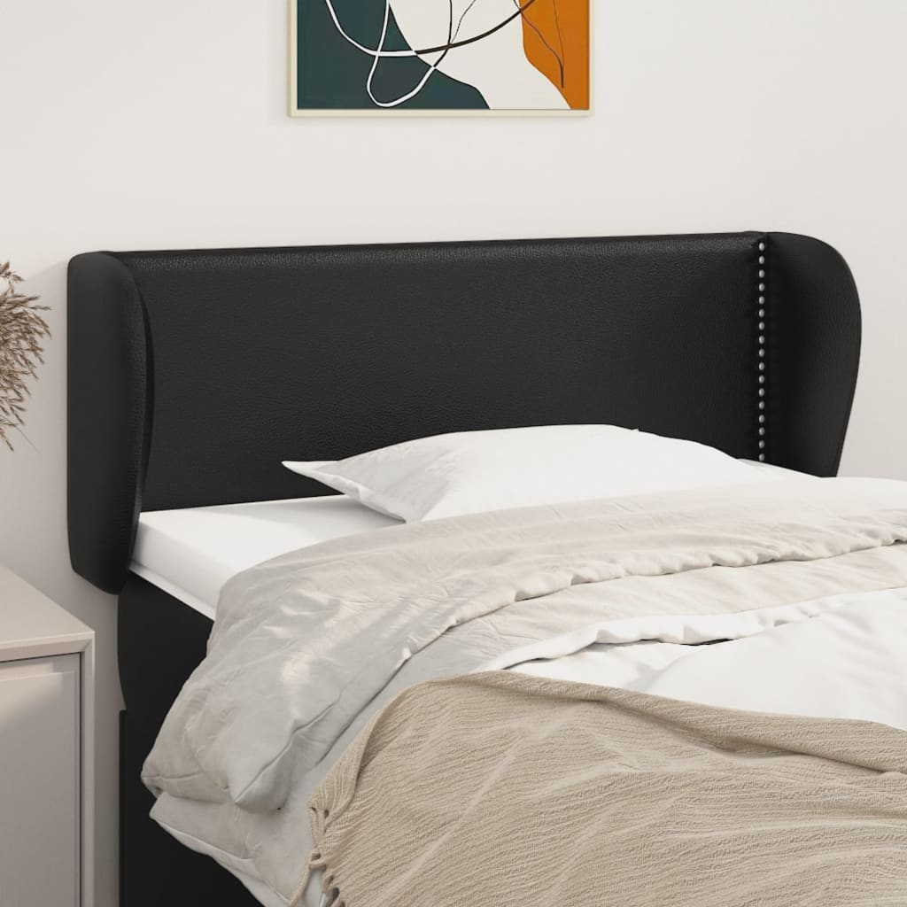 JUNG Vida Kopfteil mit Ohren Schwarz 93x23x78/88 cm Kunstleder