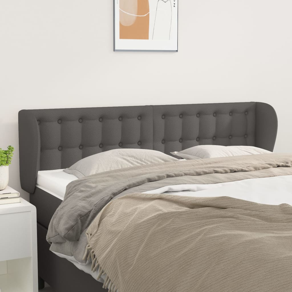 JUNG Vida Kopfteil mit Ohren Grau 147x23x78/88 cm Kunstleder