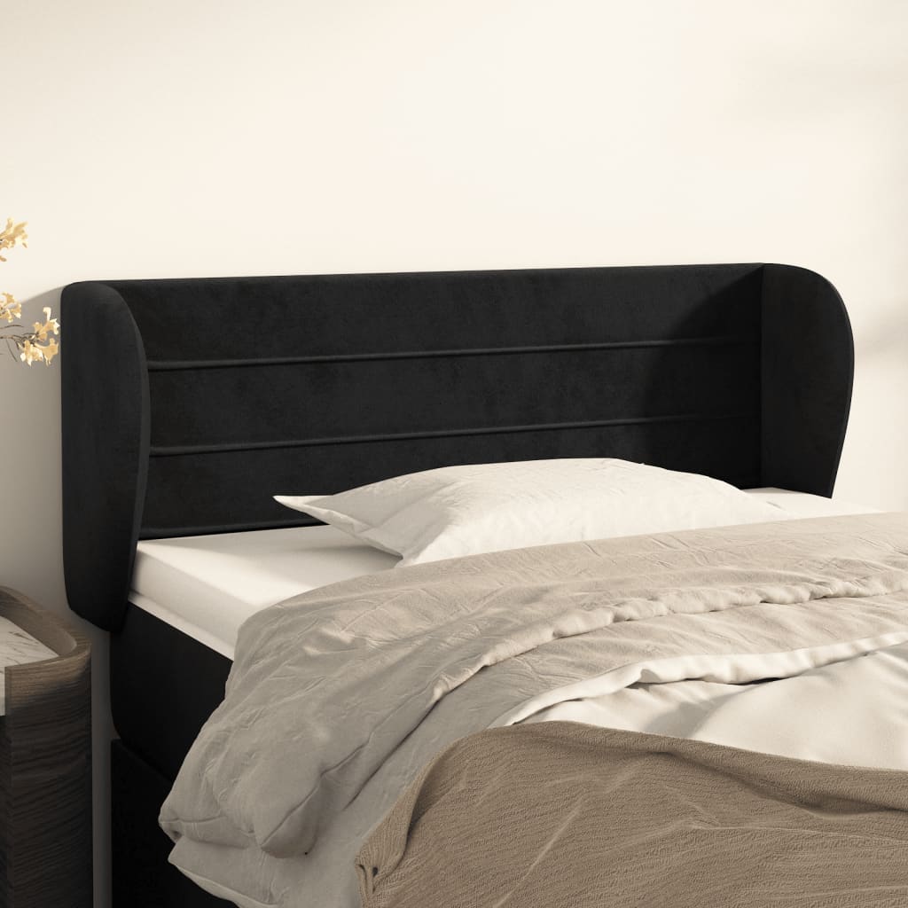 JUNG Vida Kopfteil mit Ohren Schwarz 103x23x78/88 cm Samt
