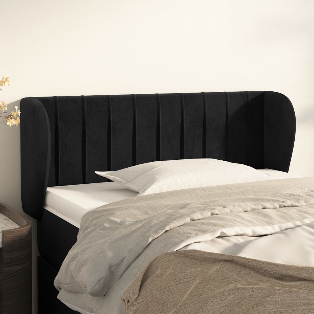 JUNG Vida Kopfteil mit Ohren Schwarz 103x23x78/88 cm Samt