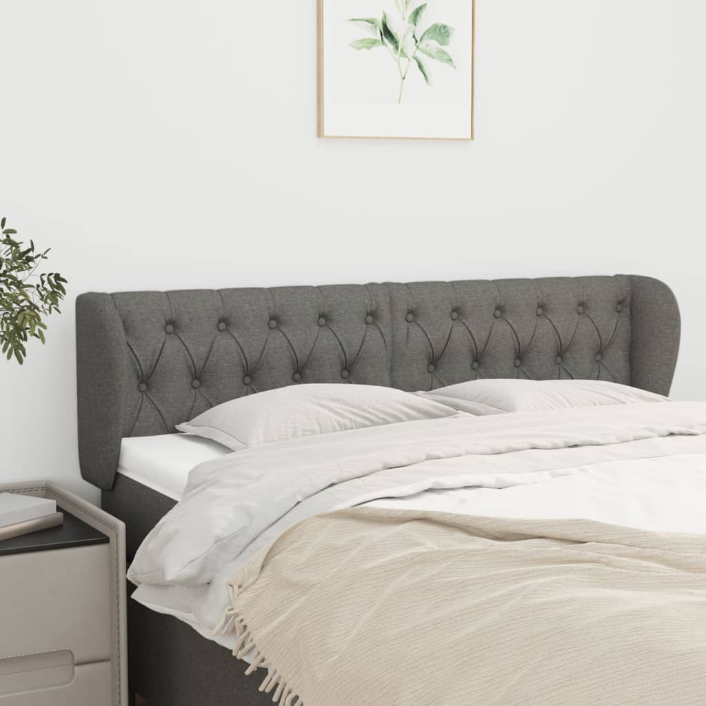 JUNG Vida Kopfteil mit Ohren Dunkelgrau 147x23x78/88 cm Stoff