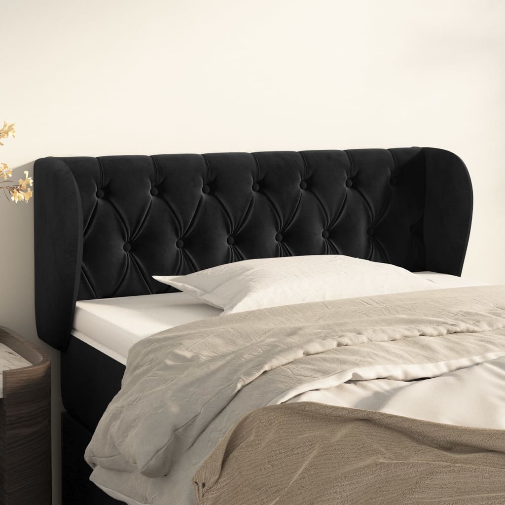 JUNG Vida Kopfteil mit Ohren Schwarz 103x23x78/88 cm Samt