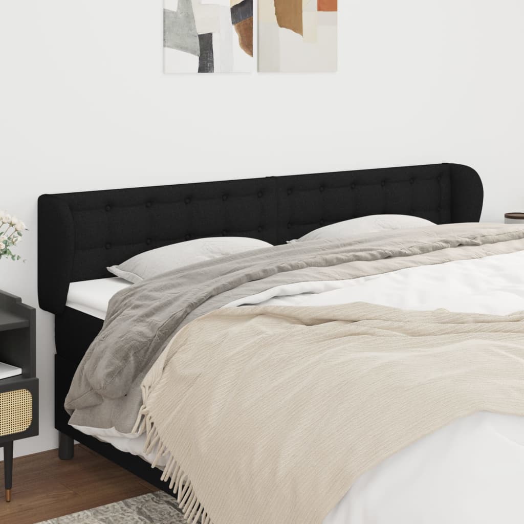 JUNG Vida Kopfteil mit Ohren Schwarz 163x23x78/88 cm Stoff