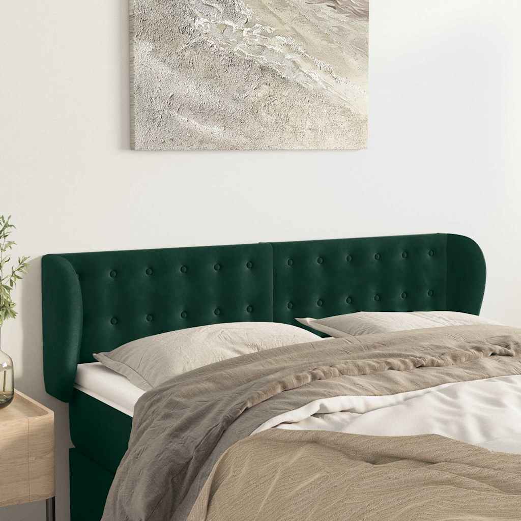 JUNG Vida Kopfteil mit Ohren Dunkelgrün 147x23x78/88 cm Samt