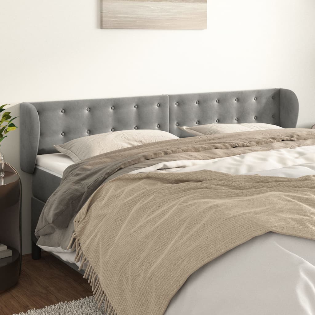 JUNG Vida Kopfteil mit Ohren Hellgrau 163x23x78/88 cm Samt