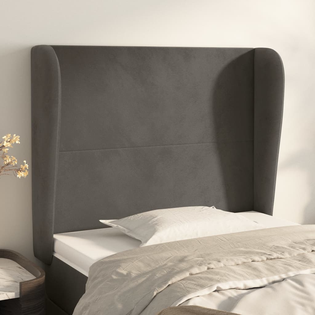 JUNG Vida Kopfteil mit Ohren Dunkelgrau 103x23x118/128 cm Samt