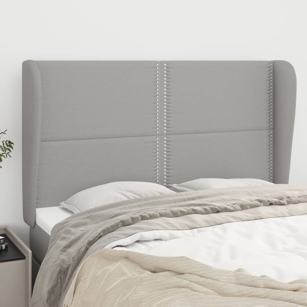 JUNG Vida Kopfteil mit Ohren Hellgrau 147x23x118/128 cm Stoff