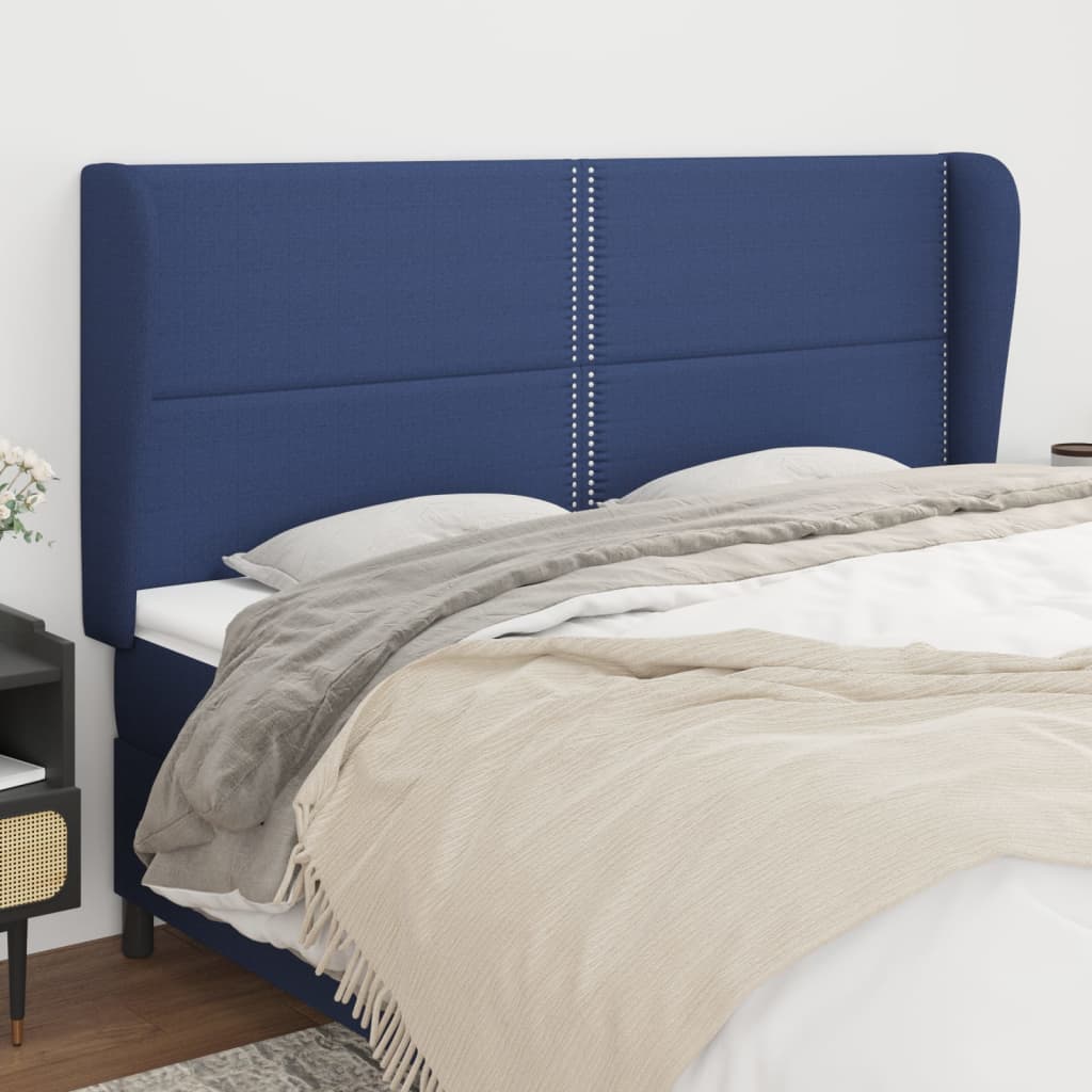 JUNG Vida Kopfteil mit Ohren Blau 203x23x118/128 cm Stoff